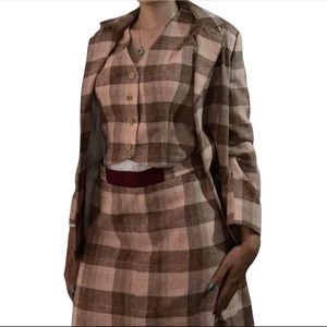 Vintage Plaid Wool 3 Piece Skirt Set